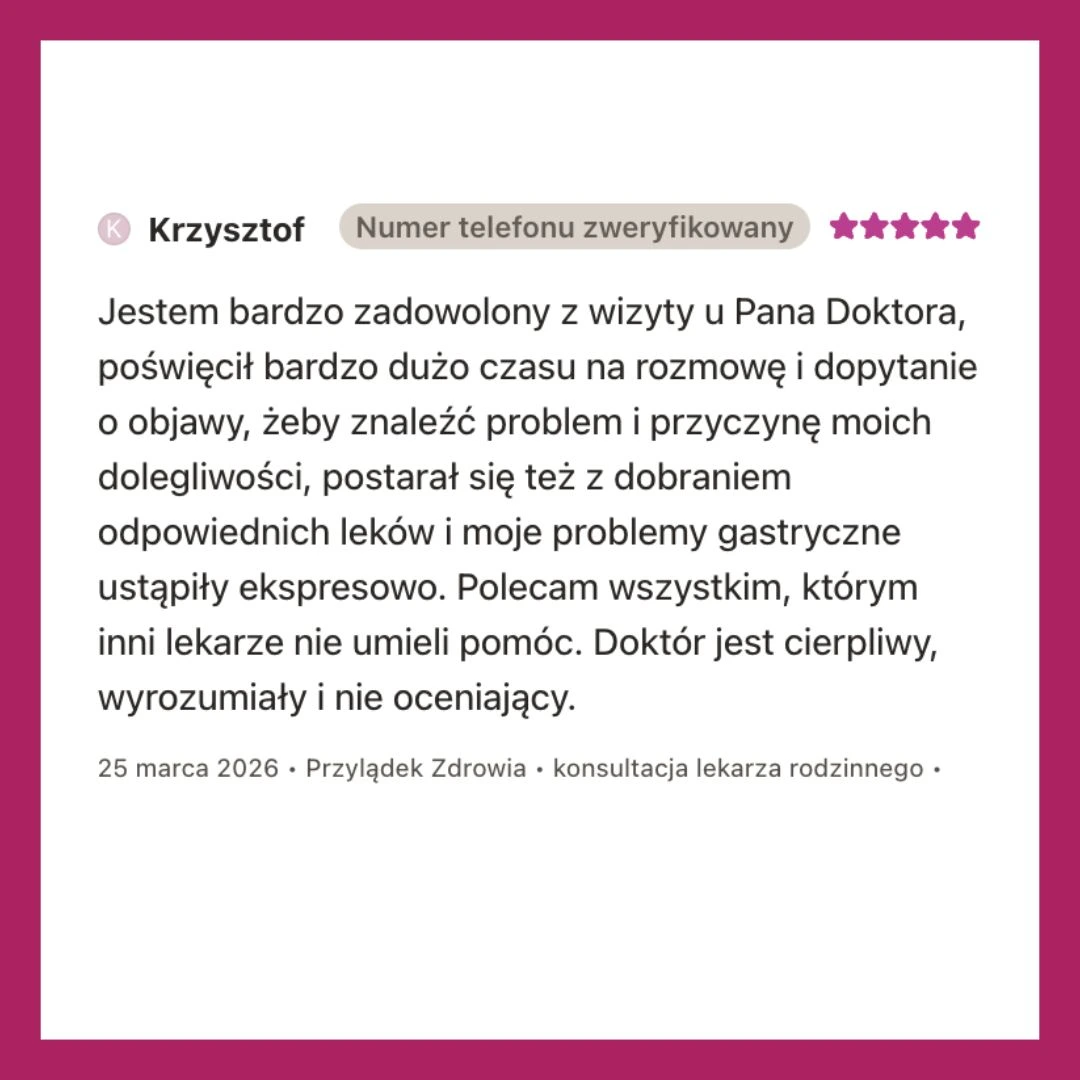Lek. Mateusz Kistela - specjalista medycyny rodzinnej w Krakowie - opinie pacjentów na temat leczenia w przychodni Przylądek Zdrowie