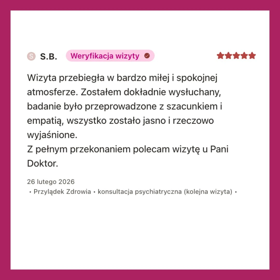 Lek. Sabina Gwóźdź - psychiatra w Krakowie - opinie pacjentów na temat leczenia w przychodni Przylądek Zdrowie