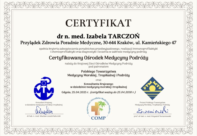 Medycyna Podróży - Certyfikowany Ośrodek Medycyny Podróży w Krakowie