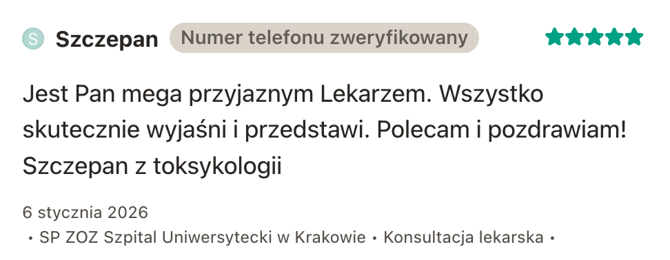 Krystian Mirowski - Gastroenterolog w Krakowie opinia 2